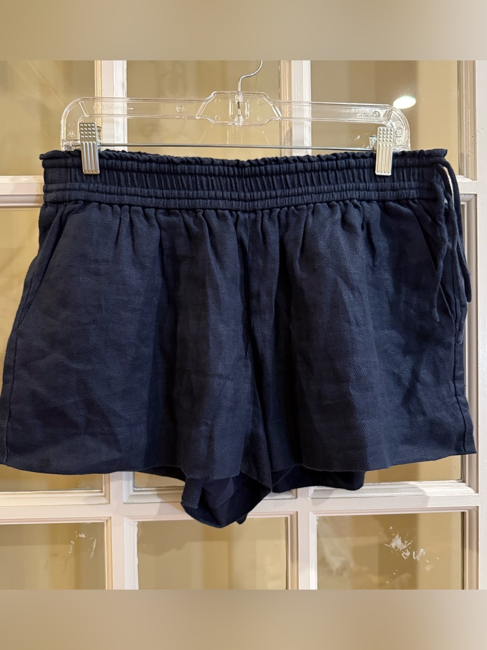 J Crew Women's LINEN Navy Elastic Waist Shorts